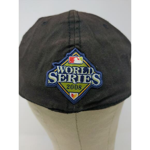 RARE Mistake New Era MLB World Series Champions 2008 Hat Blank Front Logo OSFM - Picture 8 of 11